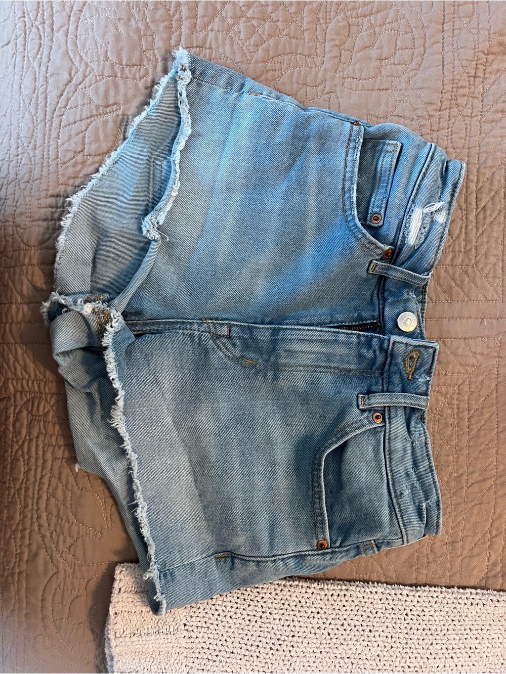 H&M Light Blue Frayed Hem Denim Shorts